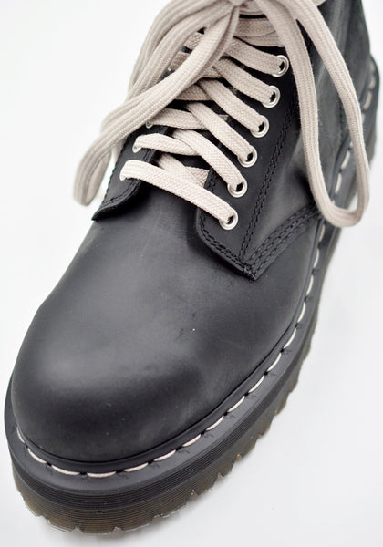 RICK OWENS x DR. MARTENS WOMENS QUAD SOLE STEEL TOE BOOTS BLACK FW26