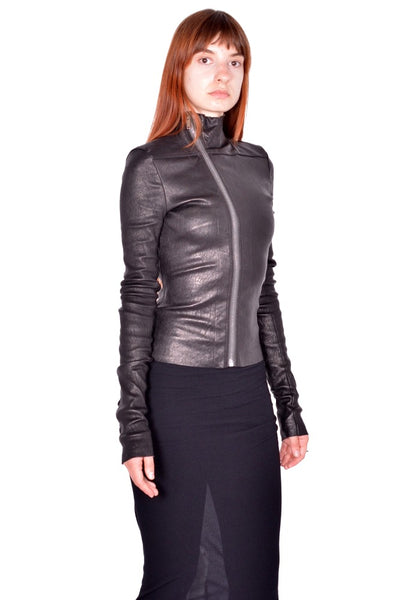 RICK OWENS GARY LEATHER JACKET BLACK FW26 | DOSHABURI Online Shop