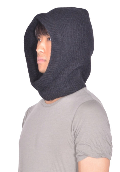 RICK OWENS KNITTED HOOD BLACK FW26 | DOSHABURI Online Shop