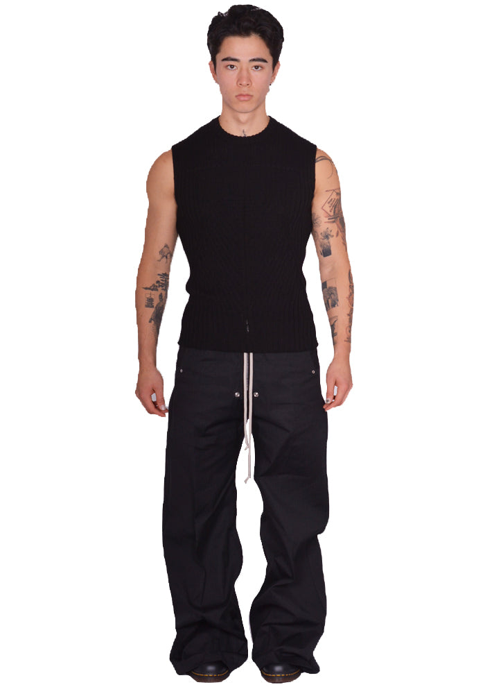 RICK OWENS MEN KNIT VEST BLACK SS25 | 30%OFF SALE | DOSHABURI Shop