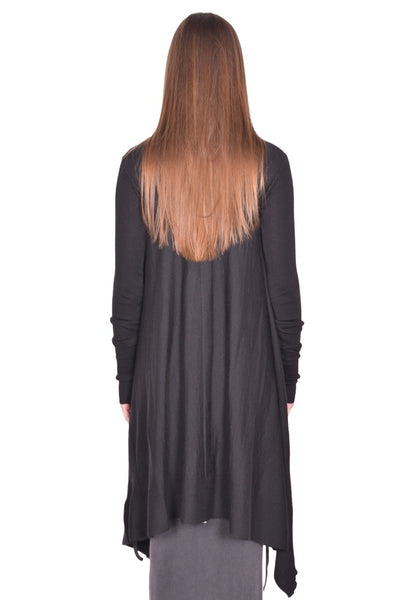RICK OWENS LONG WRAP KNIT CARDIGAN BLACK SS26 | DOSHABURI Shop