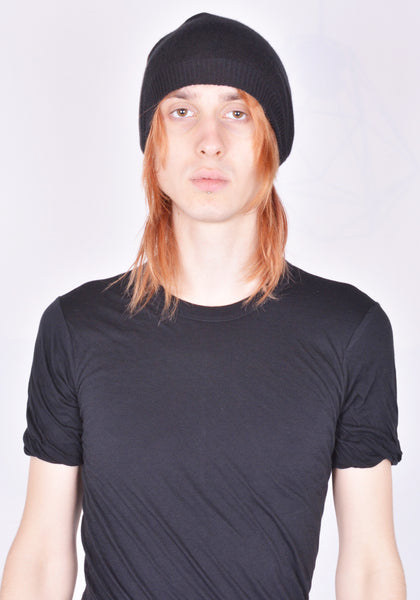RICK OWENS MEDIUM HAT BLACK CASHMERE SS25 | DOSHABURI Shop