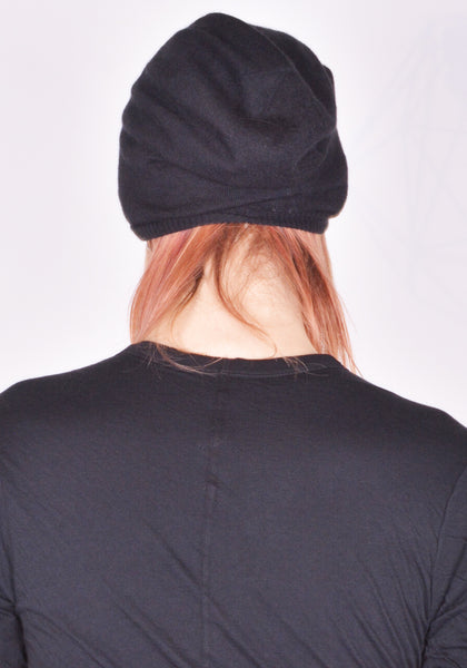 RICK OWENS MEDIUM HAT BLACK CASHMERE SS25 | DOSHABURI Shop
