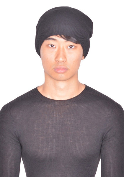 RICK OWENS MEDIUM KNITTED HAT BLACK FW26 | DOSHABURI Shop