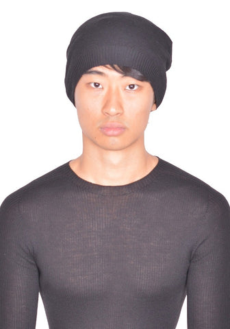 RICK OWENS MEDIUM HAT BLACK CASHMERE SS25 | DOSHABURI Shop