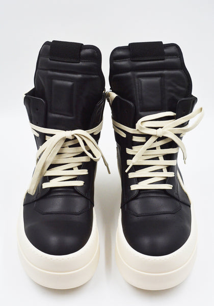 RICK OWENS MEGA BUMPER GEOBASKET SNEAKERS BLACK/MILK SS26 | DOSHABURI Shop