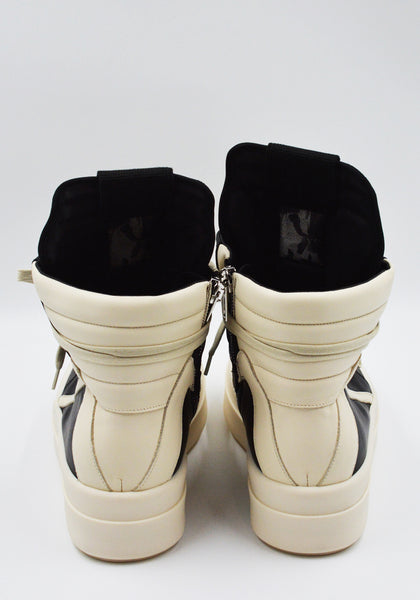 RICK OWENS MEGA BUMPER GEOBASKET SNEAKERS BLACK/MILK SS26 | DOSHABURI Shop