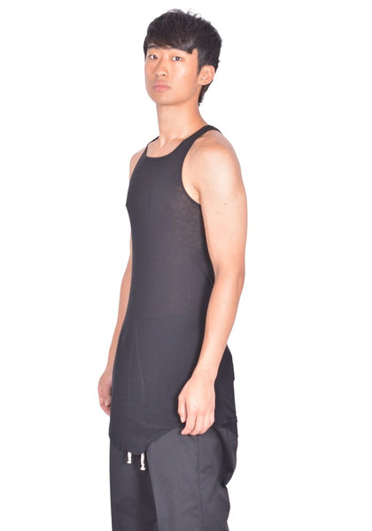 RICK OWENS MEN BASIC RIB TANKTOP BLACK FW26 | DOSHABURI Online Shop