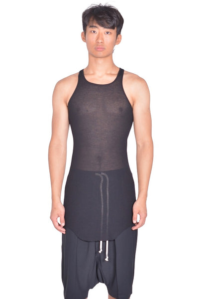 RICK OWENS MEN BASIC RIB TANKTOP BLACK FW26 | DOSHABURI Shop