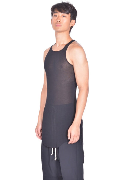 RICK OWENS MEN BASIC RIB TANKTOP BLACK FW26 | DOSHABURI Shop
