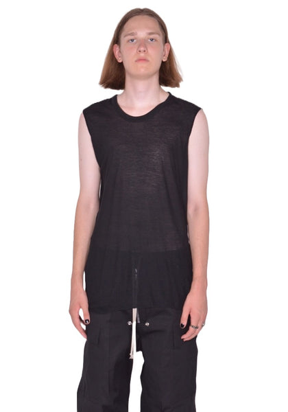 RICK OWENS MEN BASIC SLEEVELESS T-SHIRT BLACK FW25 | DOSHABURI Shop