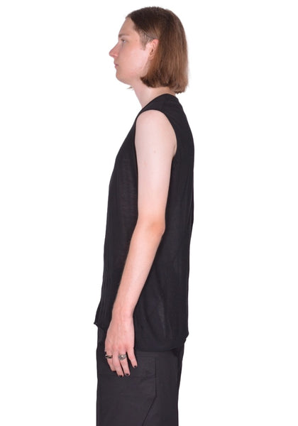 RICK OWENS MEN BASIC SLEEVELESS T-SHIRT BLACK SS26 | DOSHABURI Shop