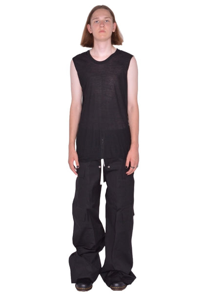 RICK OWENS MEN BASIC SLEEVELESS T-SHIRT BLACK SS26 | DOSHABURI Shop