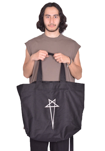 RICK OWENS MEN BEACH BAG BLACK PENTAGRAM SS25 | DOSHABURI Online Shop