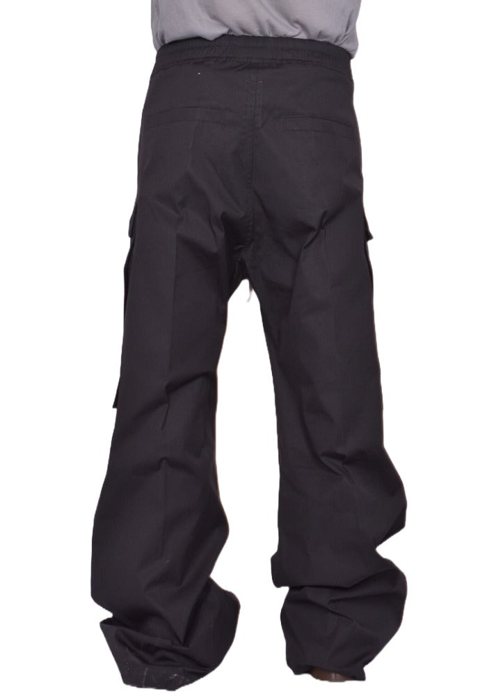 RICK OWENS MEN CARGO BELAS WIDE PANTS BLACK FW25 | DOSHABURI Shop