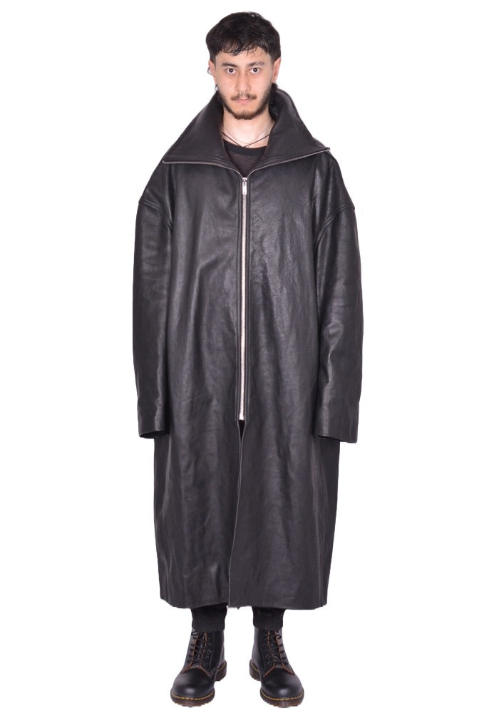 Rick Owens コート RICK OWENS MEN DRACUCOLLAR LEATHER COAT BLACK FW25 | DOSHABURI Shop