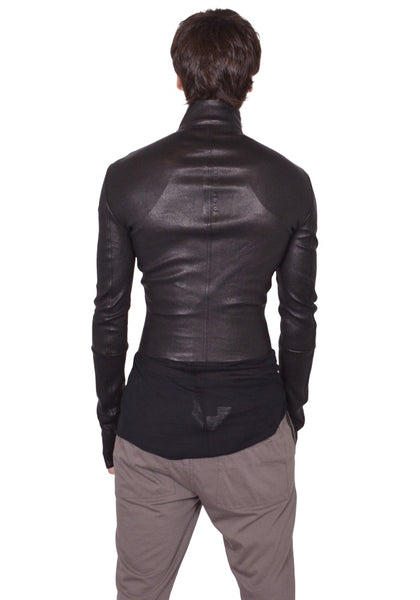 RICK OWENS MEN GARY LEATHER JACKET BLACK SS26 | DOSHABURI Shop