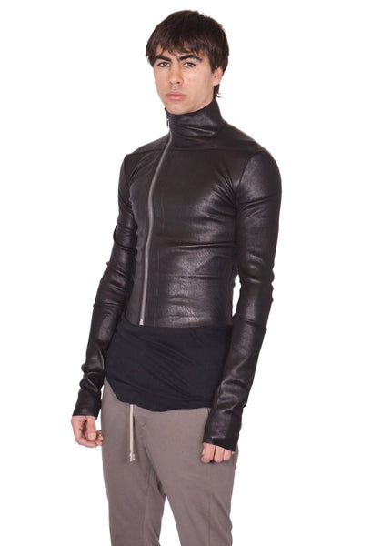 RICK OWENS MEN GARY LEATHER JACKET BLACK SS26 | DOSHABURI Shop