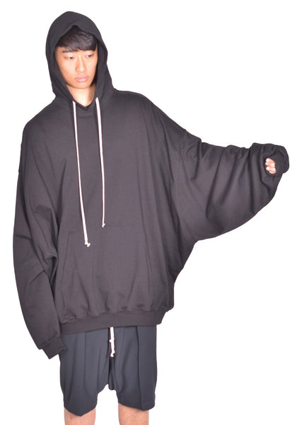 RICK OWENS MEN HUN SWEAT HOODIE BLACK FW26 | DOSHABURI Shop