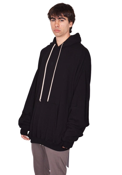 RICK OWENS MEN HUN SWEAT HOODIE BLACK SS26 | DOSHABURI Shop