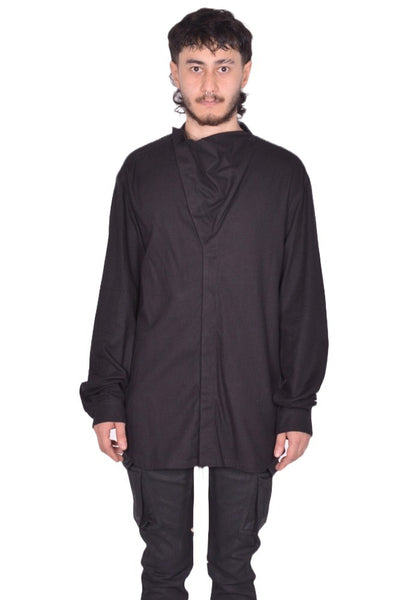 RICK OWENS MEN ISLAND SHIRT BLACK FW25 | DOSHABURI Online Shop