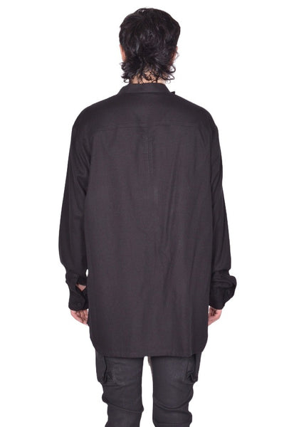 RICK OWENS MEN ISLAND SHIRT BLACK FW25 | DOSHABURI Online Shop