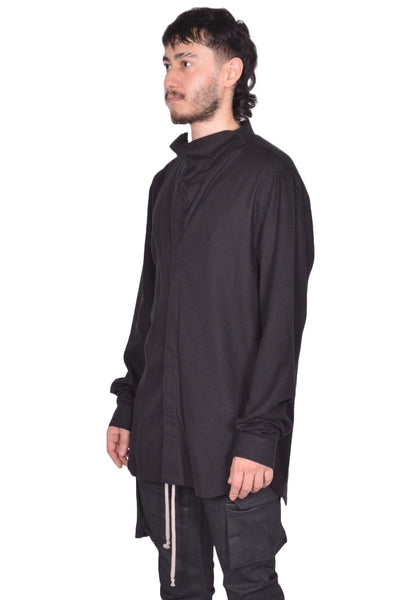 RICK OWENS MEN ISLAND SHIRT BLACK FW25 | DOSHABURI Online Shop