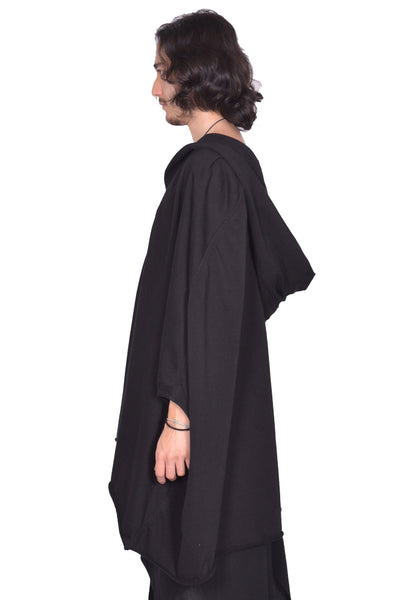 RICK OWENS MEN KAFTAN HOODIE BLACK SS25 | DOSHABURI Online Shop