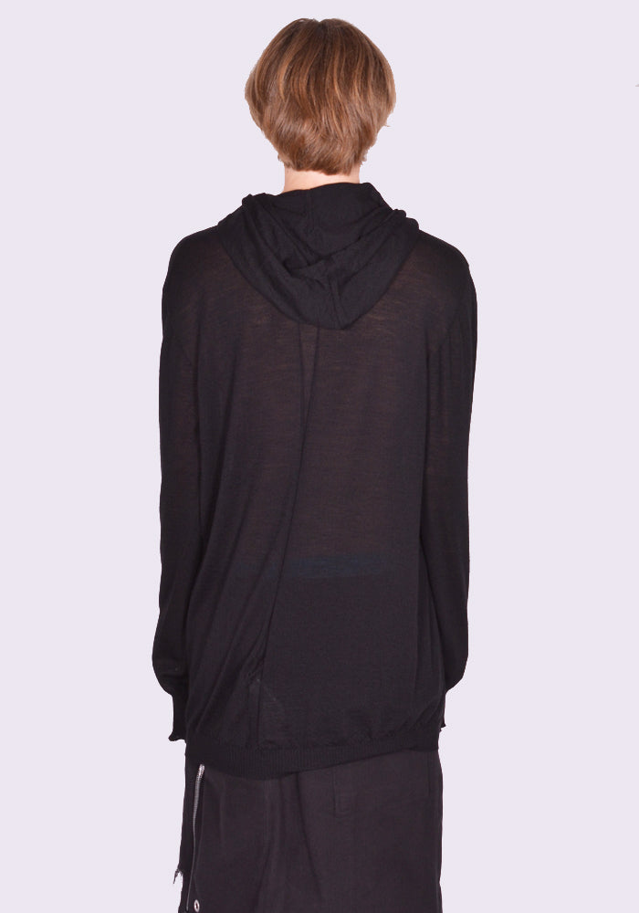 RICK OWENS OVERSIZED HOODED KNIT SWEATER BLACK FW24