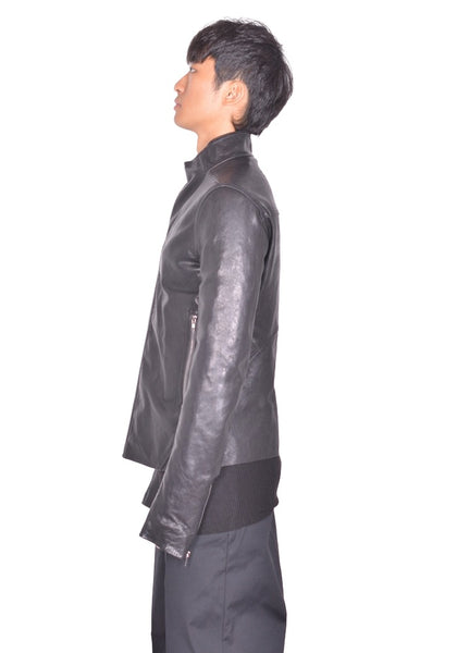 RICK OWENS MEN RELEASE LEATHER JACKET BLACK FW26 | DOSHABURI Shop