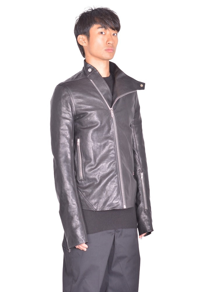 RICK OWENS MEN RELEASE LEATHER JACKET BLACK FW26 | DOSHABURI Shop