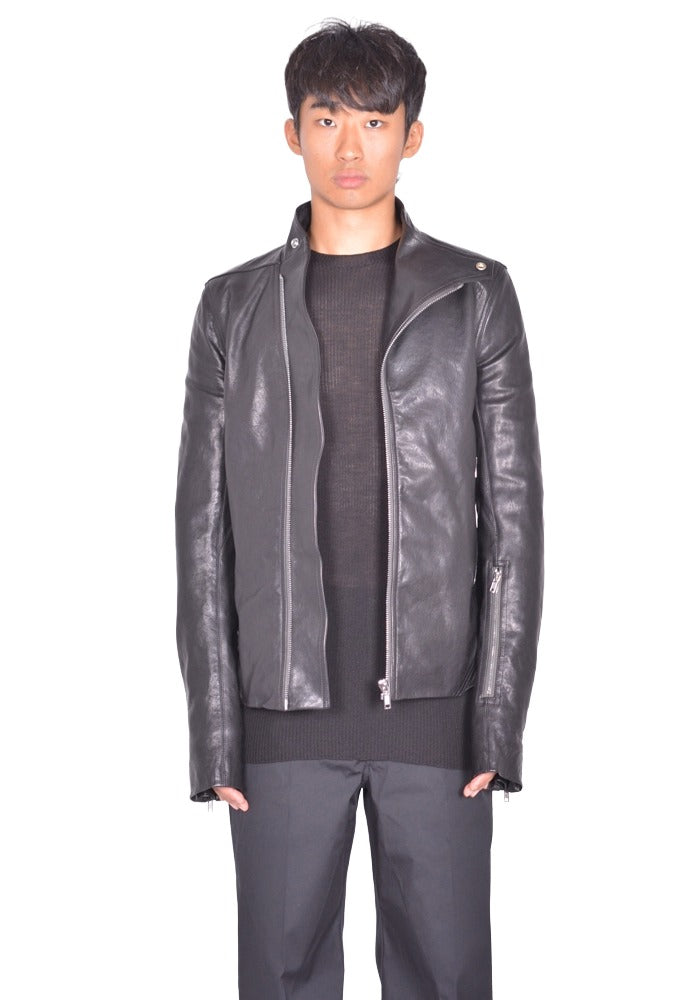 RICK OWENS MEN RELEASE LEATHER JACKET BLACK FW26 | DOSHABURI Shop
