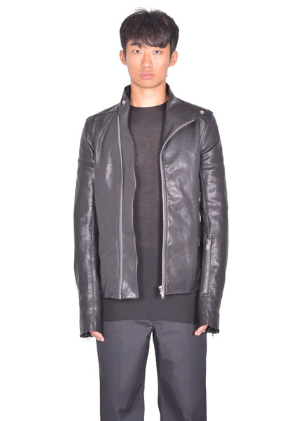 RICK OWENS MEN RELEASE LEATHER JACKET BLACK FW26 | DOSHABURI Shop