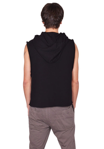 RICK OWENS MEN RU01F2153 JNT SLEEVELESS SWEAT HOODIE BLACK - DOSHABURI
