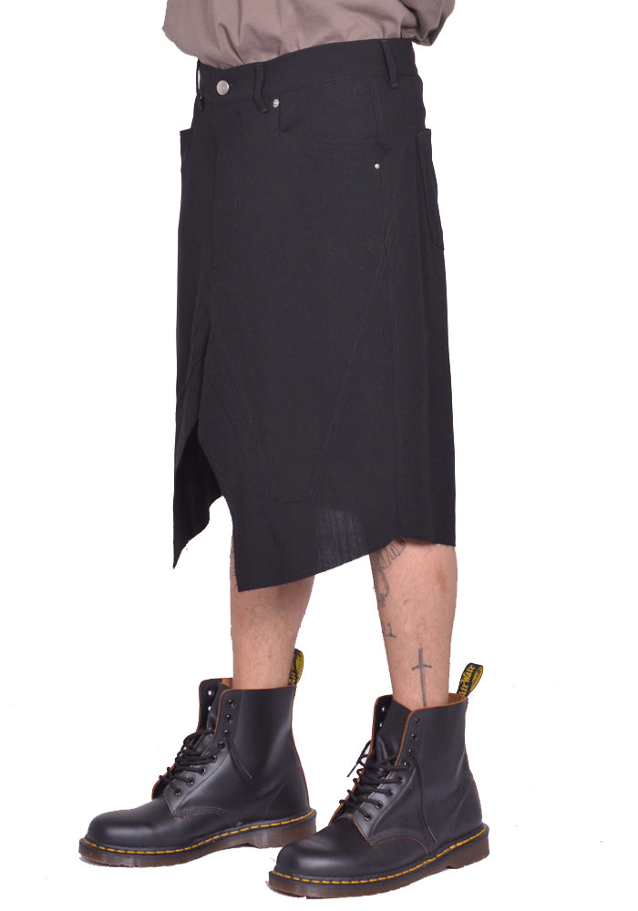 RICK OWENS MEN SLIVERED SKIRT BLACK SS25 | DOSHABURI Online Shop