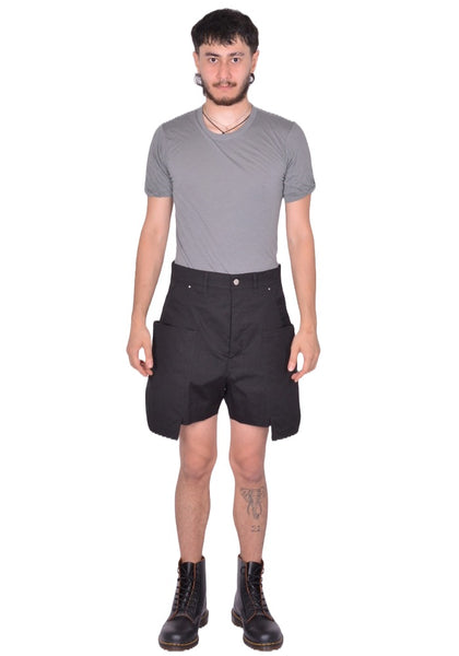 RICK OWENS MEN STEFAN CARGO SHORTS BLACK FW25 | DOSHABURI Shop