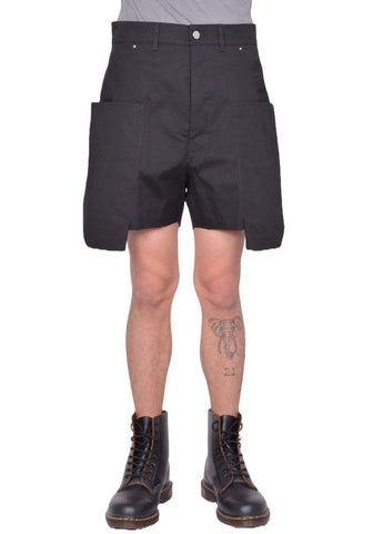 RICK OWENS MEN STEFAN CARGO SHORTS BLACK FW25 | DOSHABURI Shop