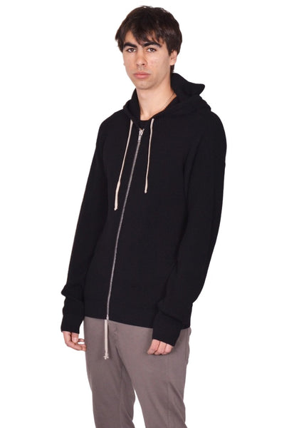 RICK OWENS MEN ZIPPED HOODIE BLACK SS26 | DOSHABURI Shop