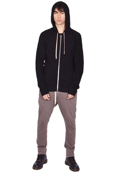 RICK OWENS MEN ZIPPED HOODIE BLACK SS26 | DOSHABURI Shop