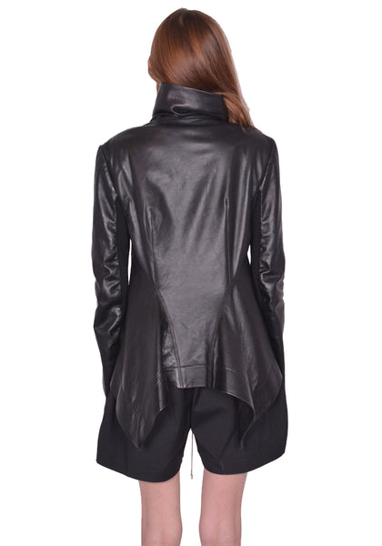 RICK OWENS NASKA BIKER LEATHER JACKET BLACK SS25 | DOSHABURI Shop