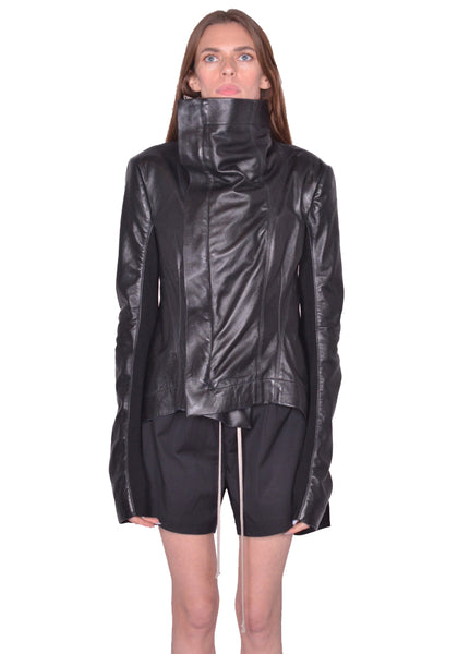 RICK OWENS NASKA BIKER LEATHER JACKET BLACK SS25 | DOSHABURI Shop