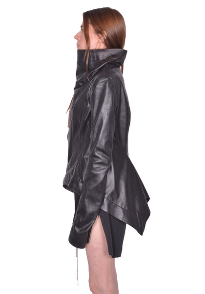 RICK OWENS NASKA BIKER LEATHER JACKET BLACK SS25 | DOSHABURI Shop