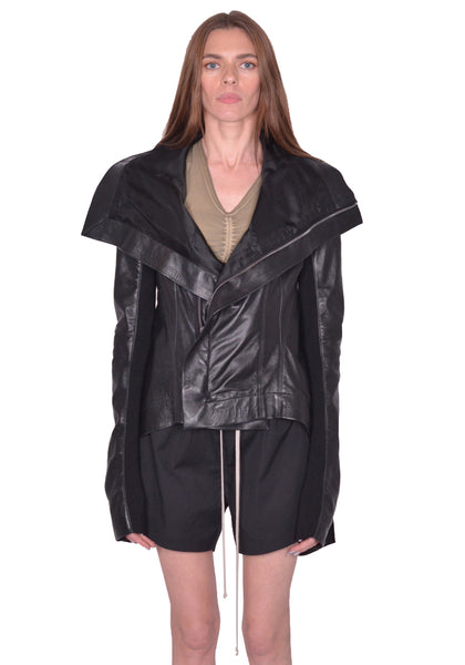 RICK OWENS NASKA BIKER LEATHER JACKET BLACK SS25 | DOSHABURI Shop