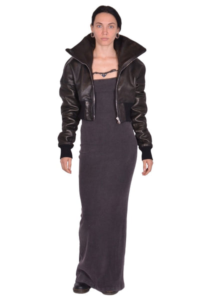 RICK OWENS PADDED BOMBER LEATHER JACKET BLACK FW25 | DOSHABURI Shop