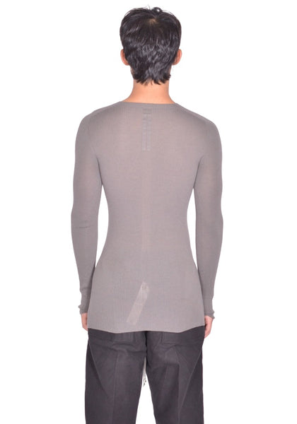 RICK OWENS RIBBED ROUND NECK kNIT SWEATER DUST FW26 | DOSHABURI Shop