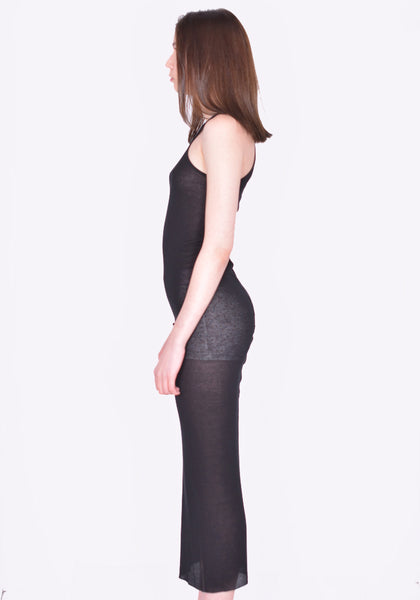 RICK OWENS WOMEN RP01F6549 RC TANK DRESS BLACK SS26 | DOSHABURI Online Shop