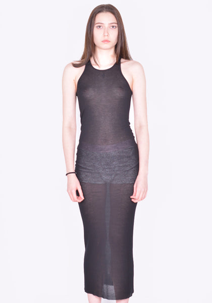 RICK OWENS WOMEN RP01F6549 RC TANK DRESS BLACK SS26 | DOSHABURI Online Shop