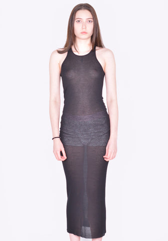 RICK OWENS WOMEN RP01F6549 RC TANK DRESS BLACK SS26 | DOSHABURI Online Shop