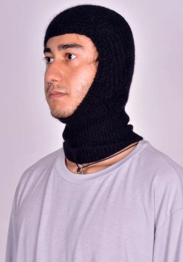 RICK OWENS MEN KNIT SKI MASK SKULL BLACK FW24 | DOSHABURI