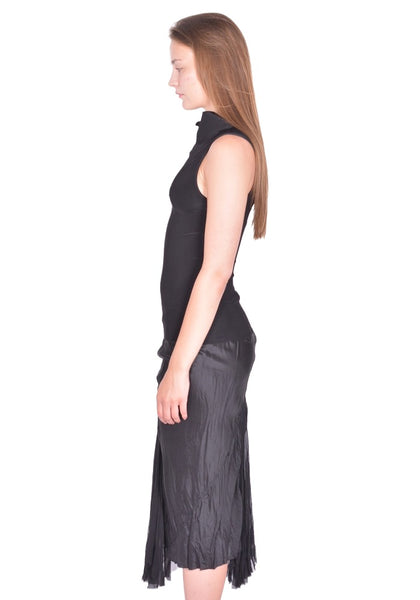RICK OWENS SLICED DRESS BLACK SS26 | DOSHABURI Online Shop